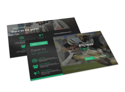 Dare To Be Great Gym Postcard Template preview