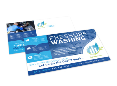 Cool Pressure Washing Postcard Template preview
