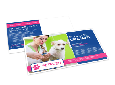 Pro Dog Grooming Postcard Template preview