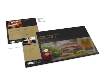 Bar & Grill Postcard Template preview