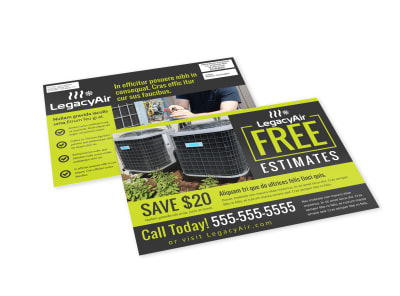 Free Estimates HVAC EDDM Postcard Template umyviha2im preview