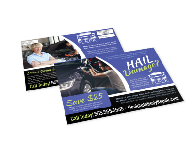 Hail Damage Auto Repair EDDM Postcard Template jasykvc6c6 preview