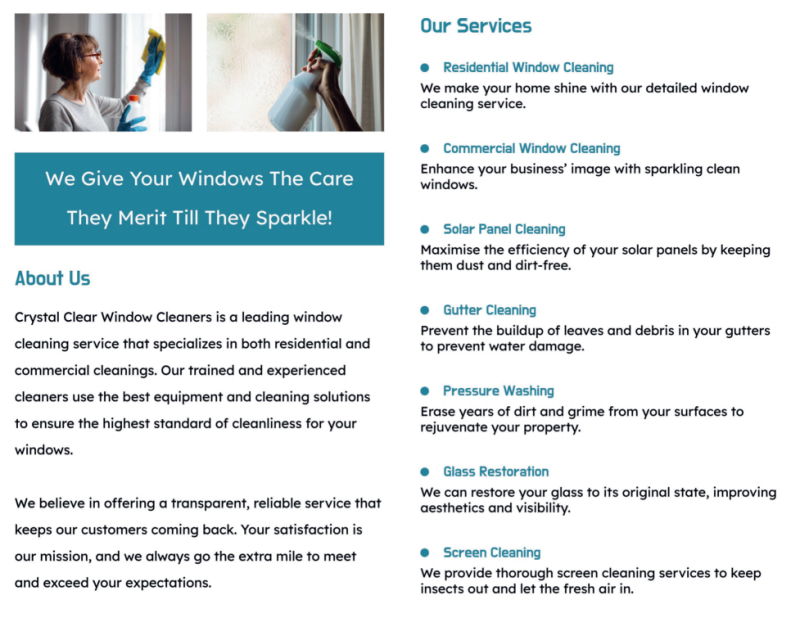 Window Cleaning & Pressure Washing Brochure Template