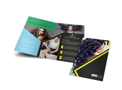 Hair Salon Studio Bi-Fold Brochure Template preview
