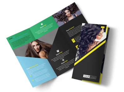 Hair Salon Studio Tri-Fold Brochure Template preview