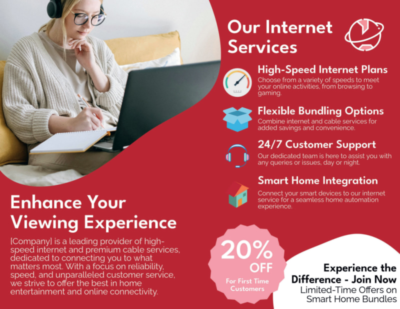 Internet Service Provider Bi-Fold Brochure Template