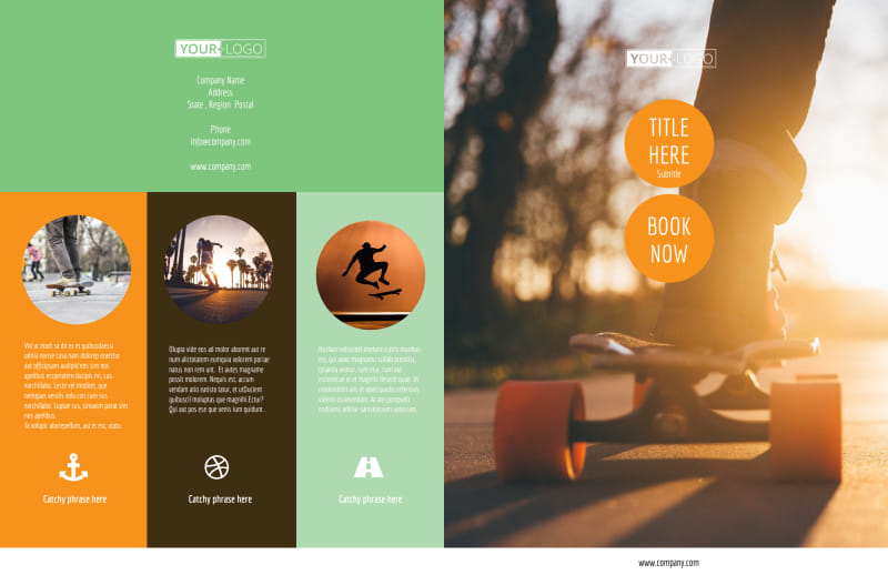 Long Board Class Bi-Fold Brochure Template 2