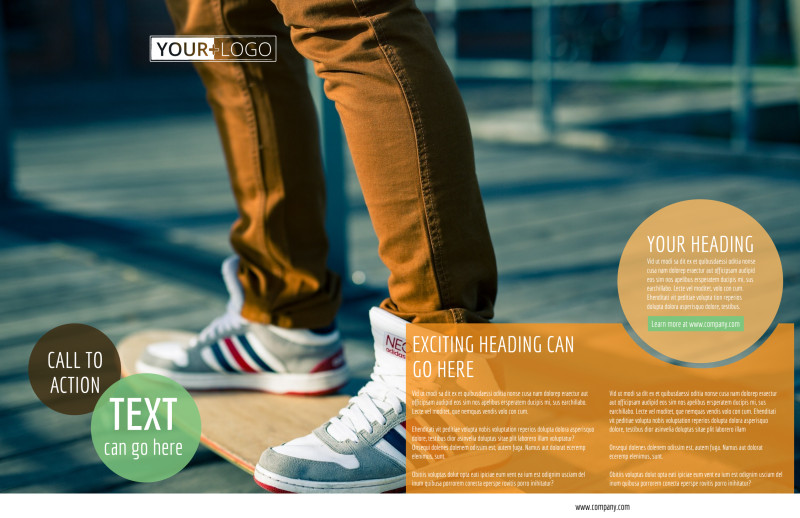 Long Board Class Bi-Fold Brochure Template 2