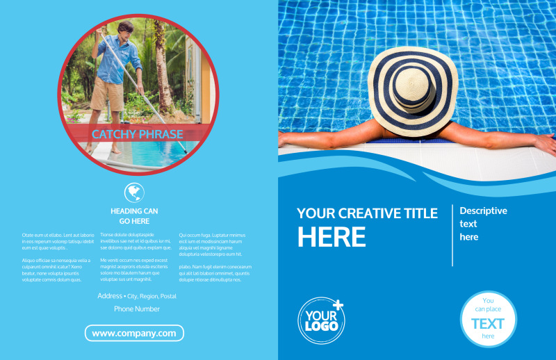 Swimming Pool Cleaning Service Bi-Fold Brochure Template 2