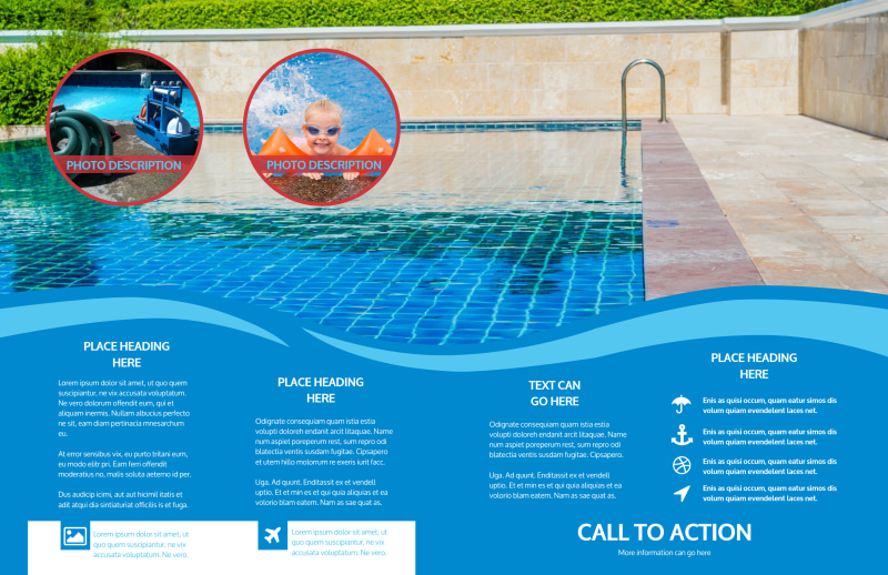 Swimming Pool Cleaning Service Bi-Fold Brochure Template 2