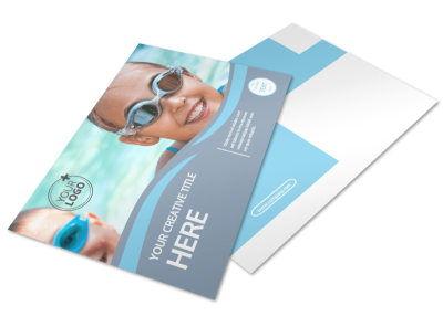 Kids Pool Party Postcard Template preview