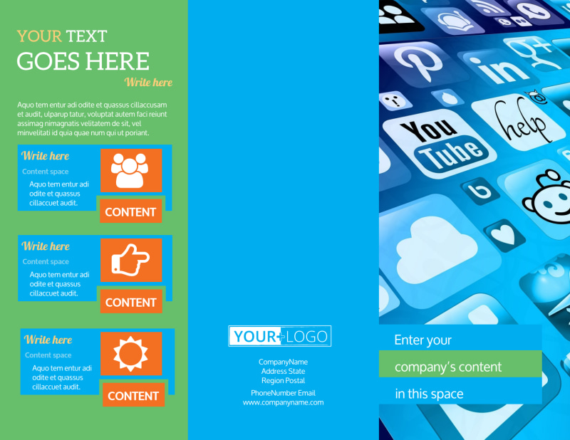 Social Media Marketing Consultants Tri-Fold Brochure Template
