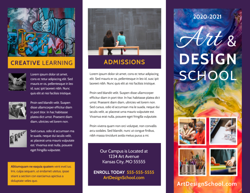 Art & Design School Tri-Fold Brochure Template