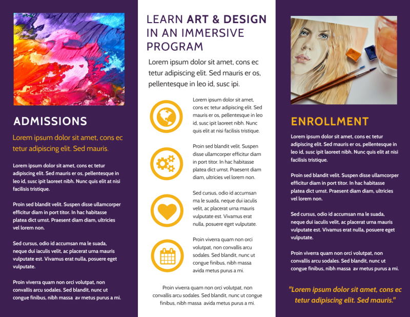 Art & Design School Tri-Fold Brochure Template