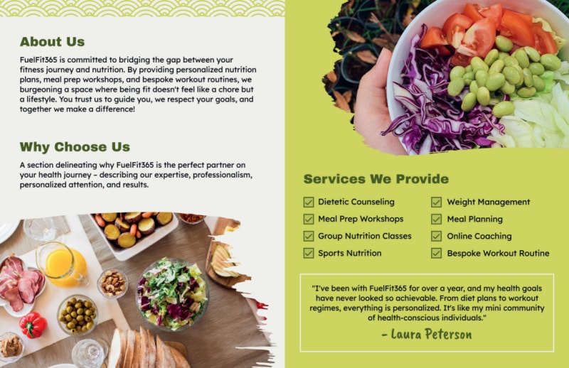 Nutritionist & Dietician Bi-Fold Brochure Template 2