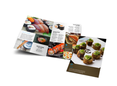 Sushi Restaurant Bi-Fold Brochure Template preview