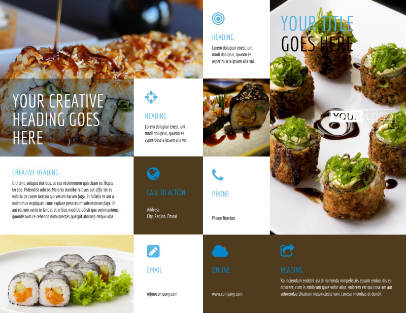 Sushi Restaurant Take-Out Brochure Template