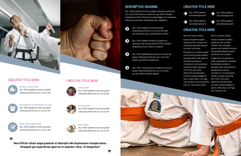 Martial Arts Bi-Fold Brochure Template 2
