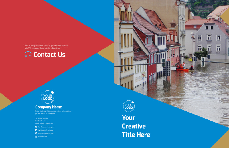 Flood Insurance Bi-Fold Brochure Template 2