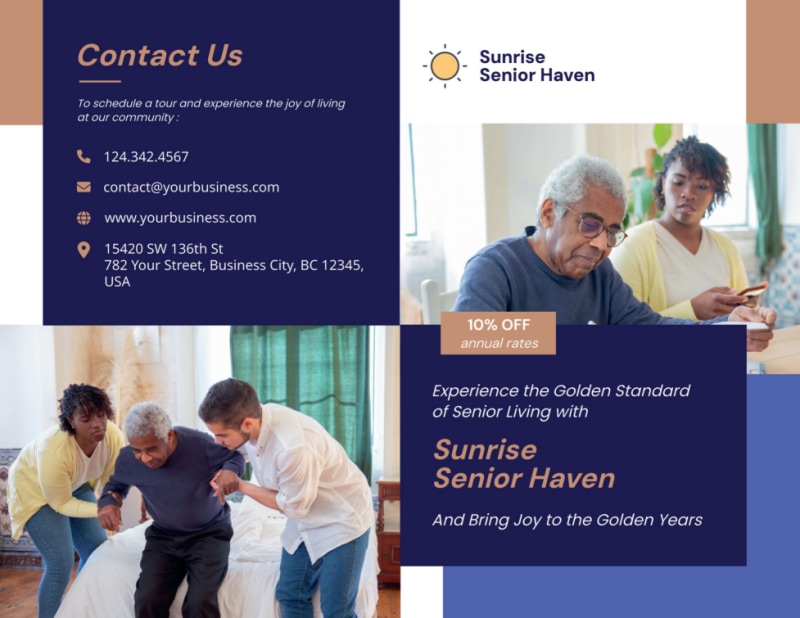 Elder Care & Nursing Home Bi-Fold Brochure Template