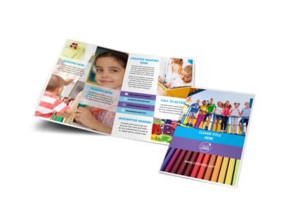 First-School Preschool Activities Bi-Fold Brochure Template preview