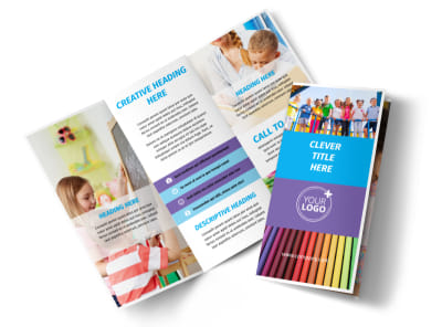 First-School Preschool Activities Tri-Fold Brochure Template preview