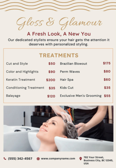 Price List Hair Salon jz7jk0wmnu