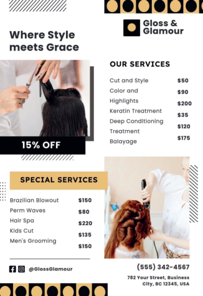Price List Hair Salon mbs05wlij5