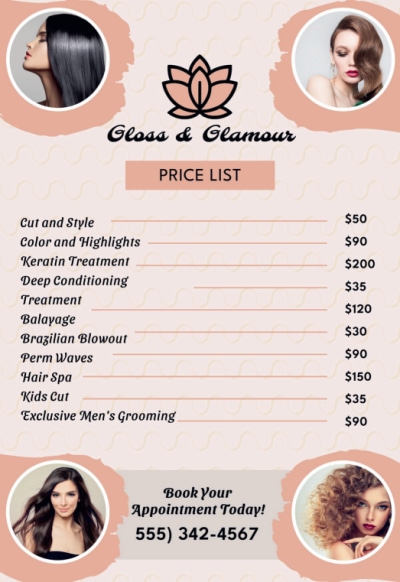 Price List Hair Salon i6kb535mo9