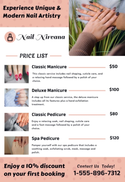 Price List Nail Salon 39ilha5o1w