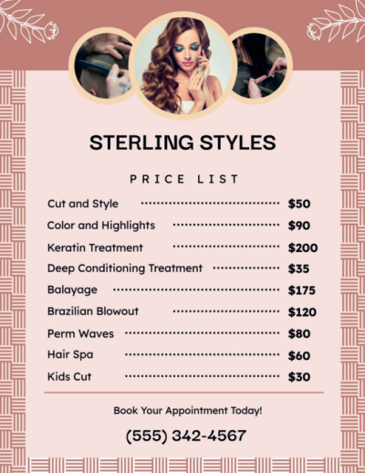 Price List Hair Salon ezb0vcjhux