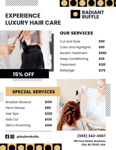 Price List Hair Salon v63n7tts4f