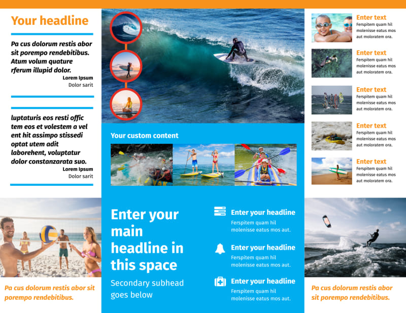 Water Sport Rentals Bi-Fold Brochure Template