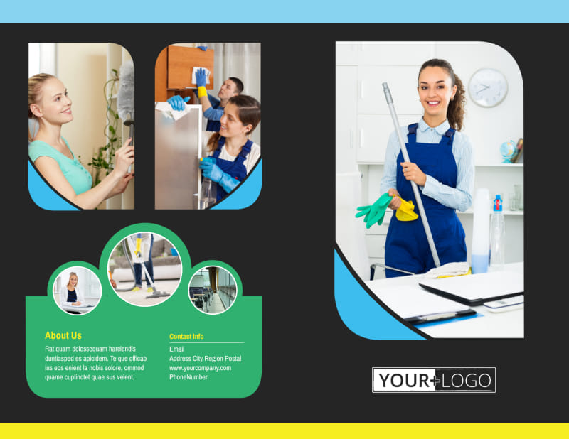 Commercial Office Cleaning Bi-Fold Brochure Template
