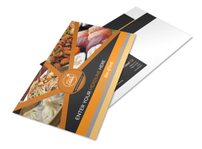Asian Fusion Restaurant Postcard Template preview