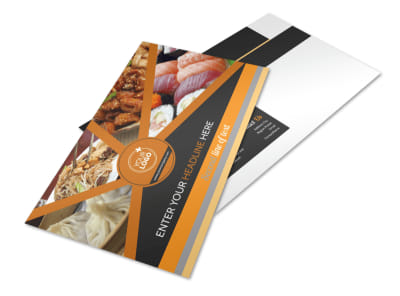 Asian Fusion Restaurant Postcard Template preview