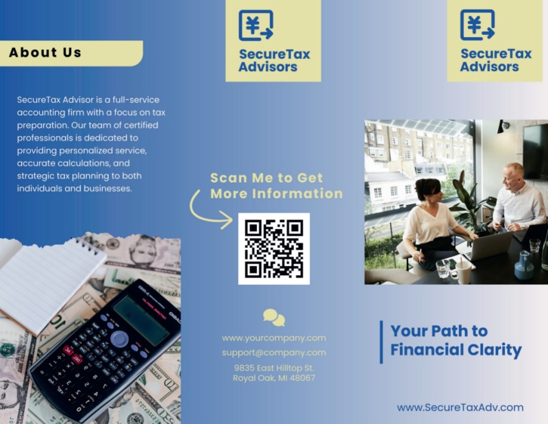 Accounting & Tax Services Tri Fold Brochure Template