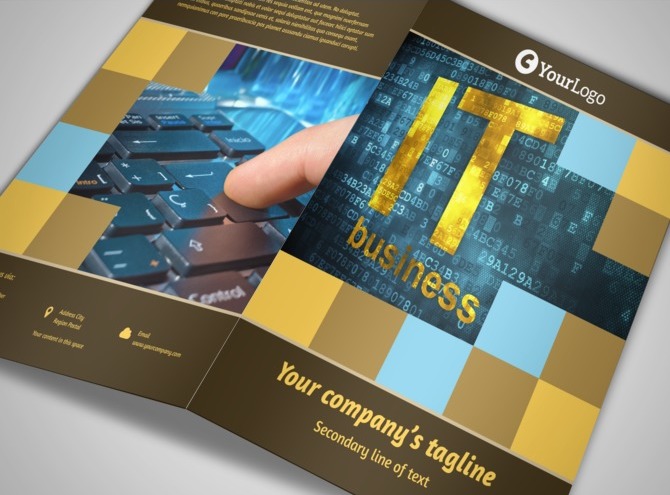 Information Technology Service Consultant Half Fold Brochure Templates