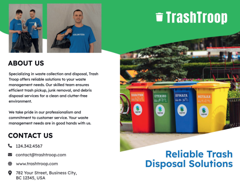 Waste Disposal Bi-Fold Brochure Template
