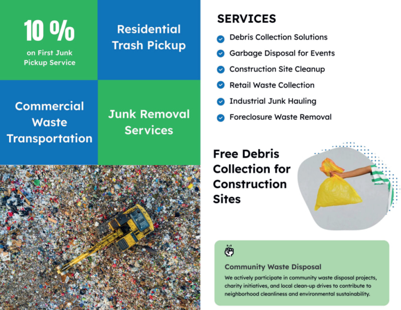 Waste Disposal Bi-Fold Brochure Template