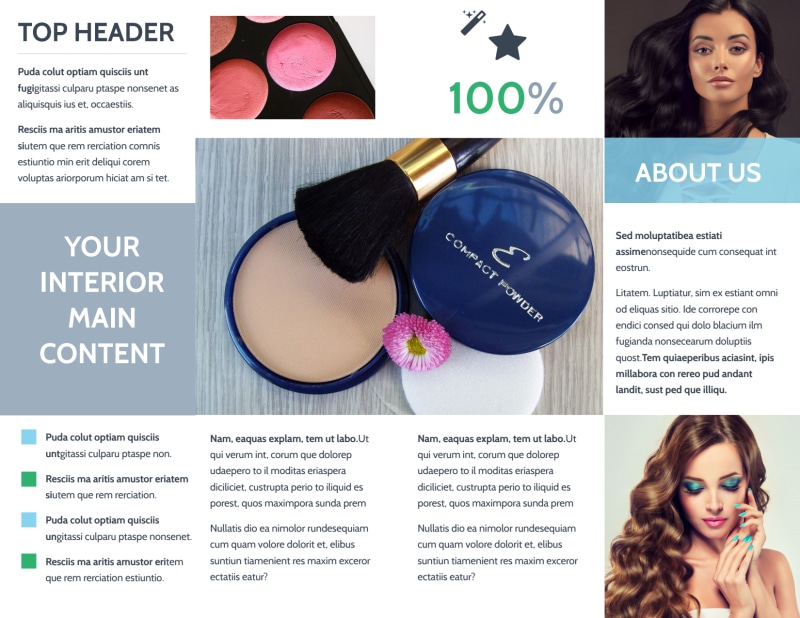 Makeup & Cosmetics Bi-Fold Brochure Template