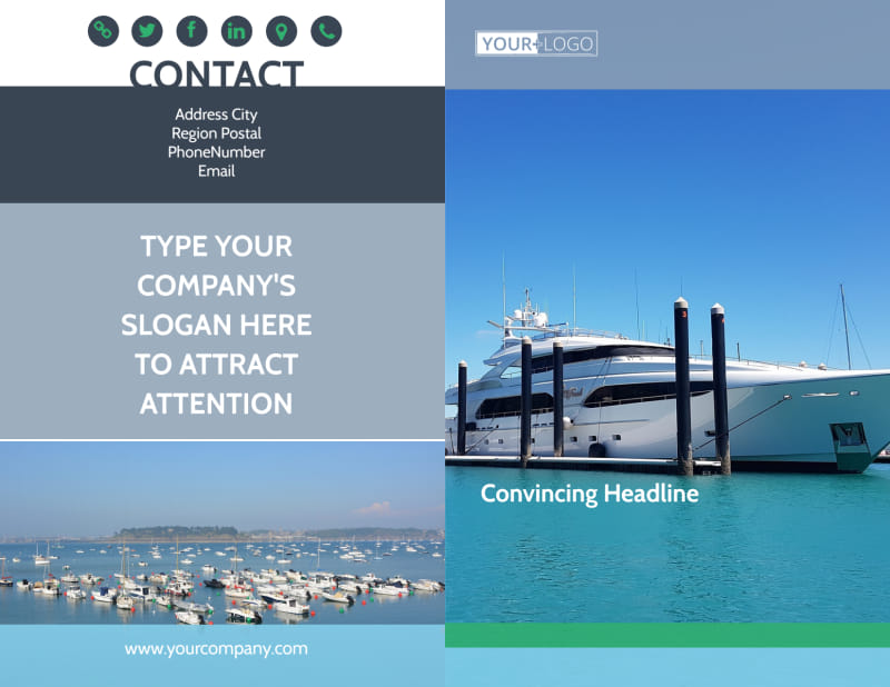 Marine Insurance Bi-Fold Brochure Template