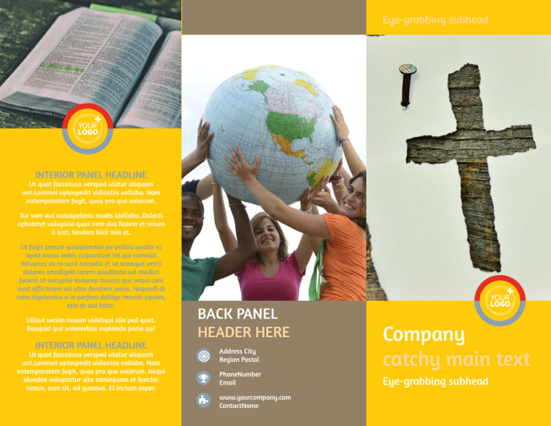 Church Ministry & Youth Group Tri Fold Brochure Template