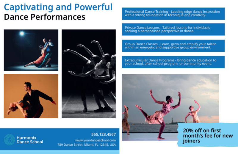 Dance School Bi-Fold Brochure Template 2