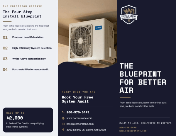 Installation HVAC Tri-Fold Brochure Template 