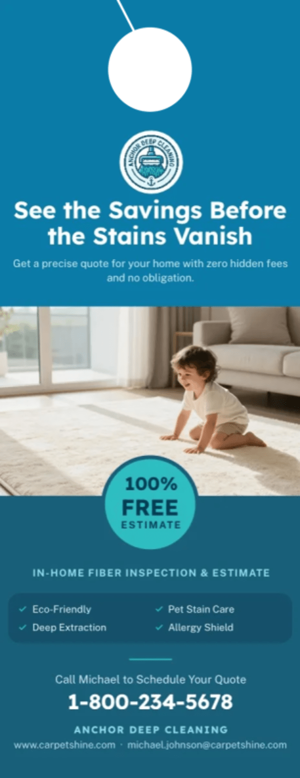 Free Estimates Carpet Cleaning Door Hanger Template 