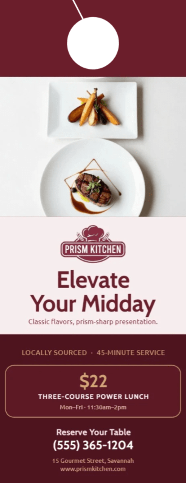 Lunch Restaurant Door Hanger Template 