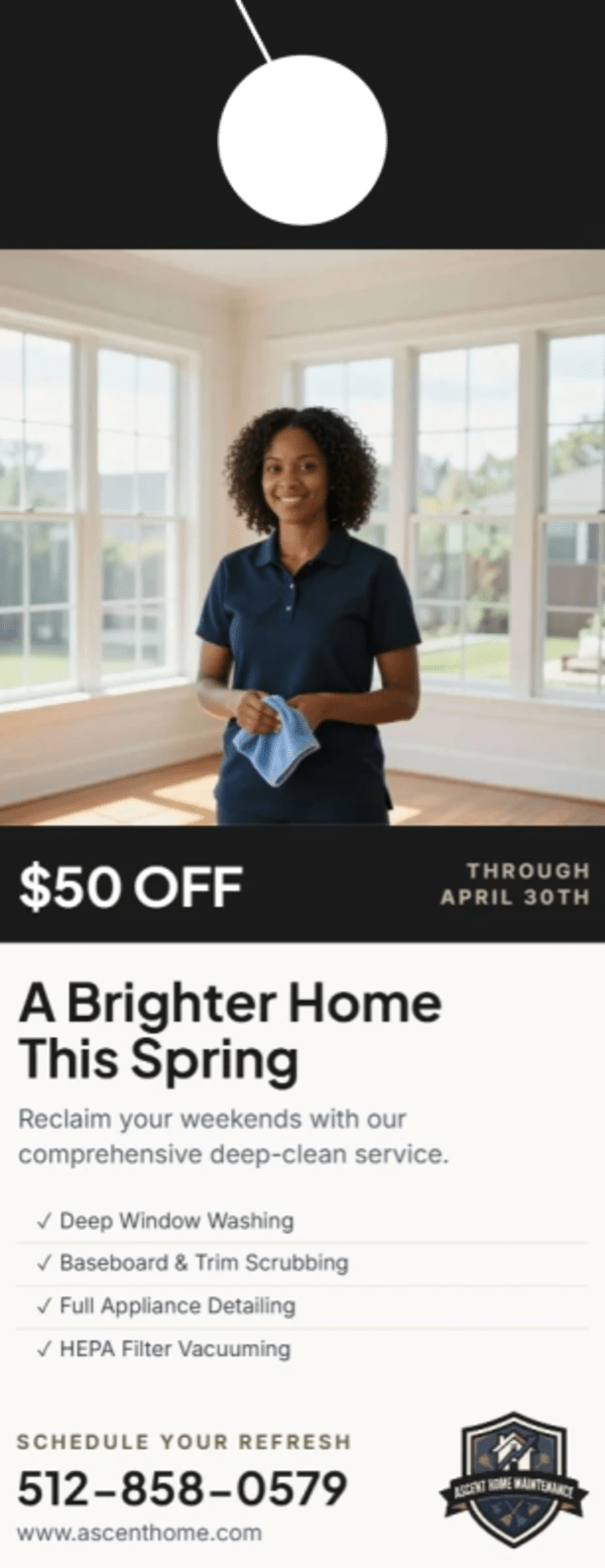 Seasonal Promotion House Cleaning Door Hanger Template 