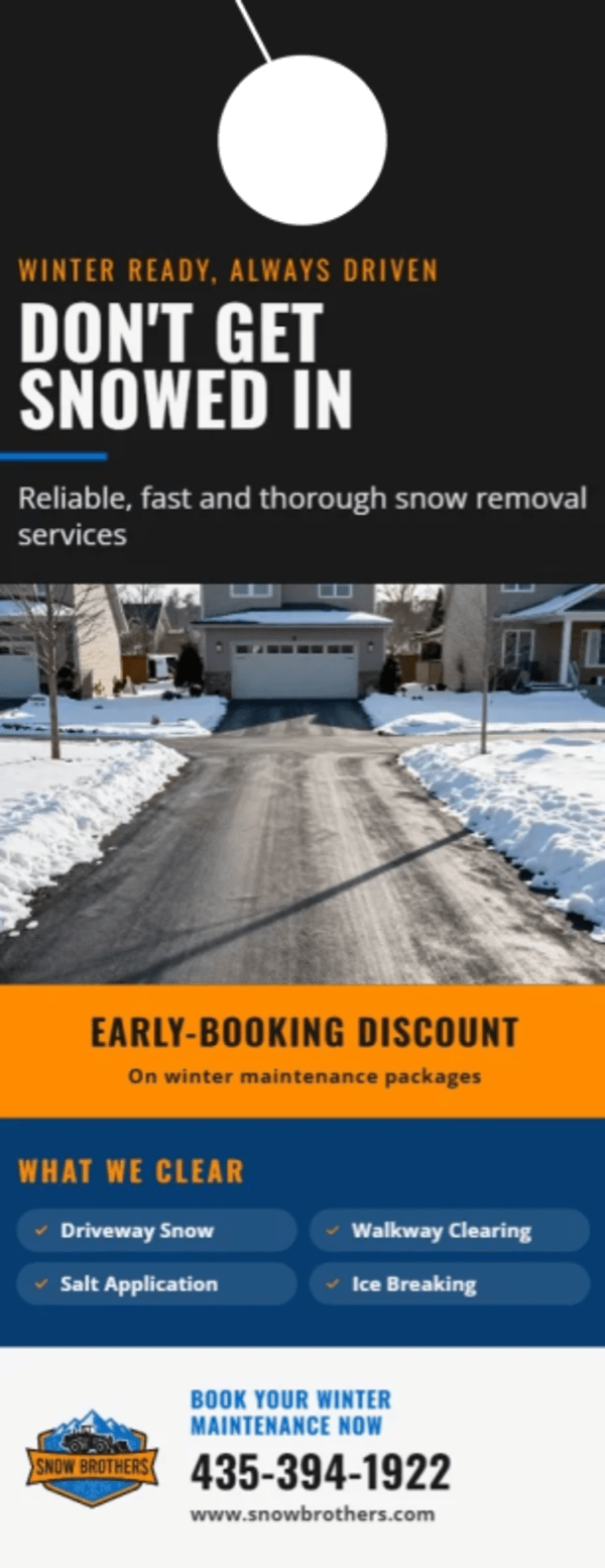 Snow Removal Landscaping Door Hanger Template 