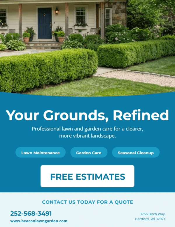 Free Estimates Lawn Care Side 1 Image